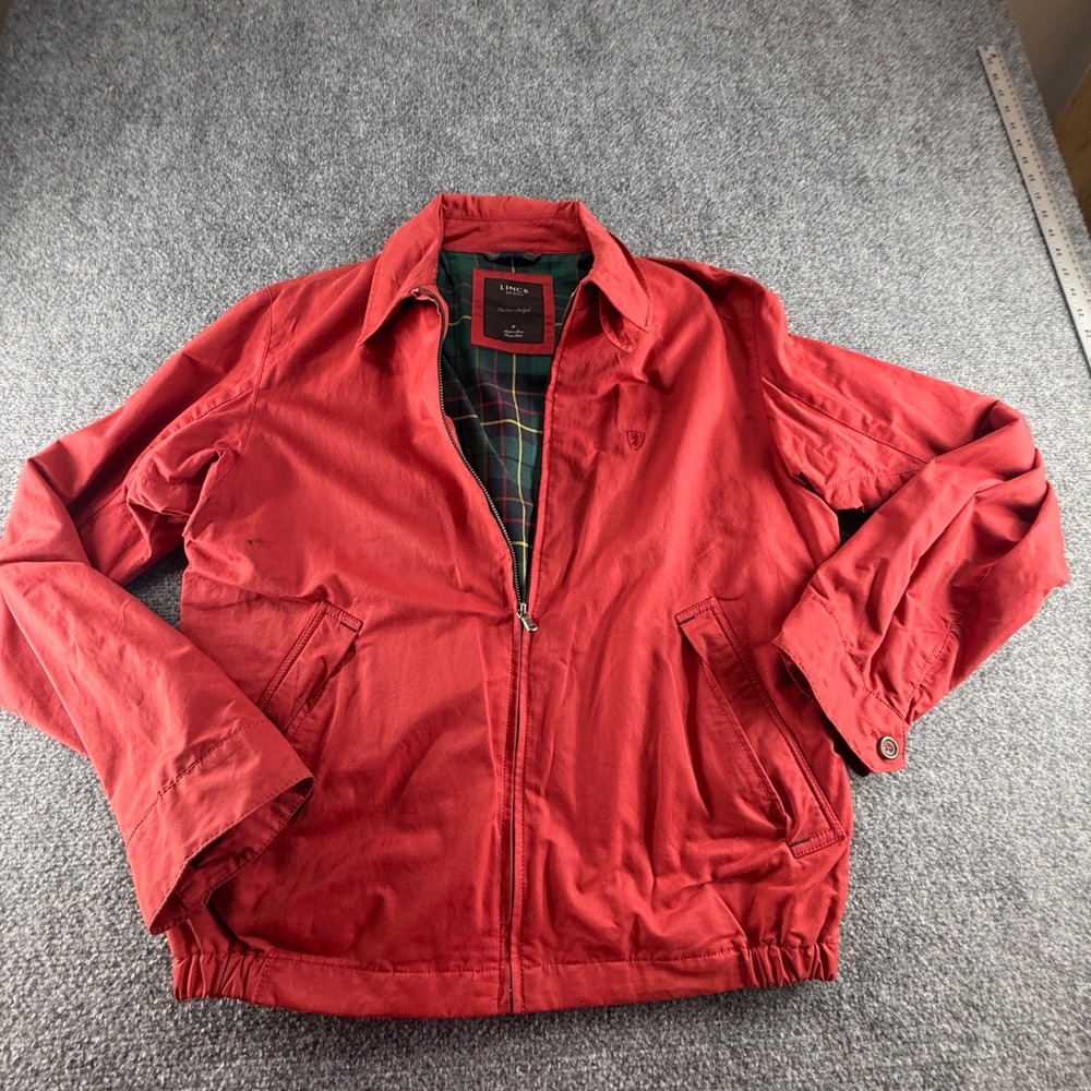 Lincs DC & Co Mens Red Harrington Jacket Plaid Lined Full Zip Size M